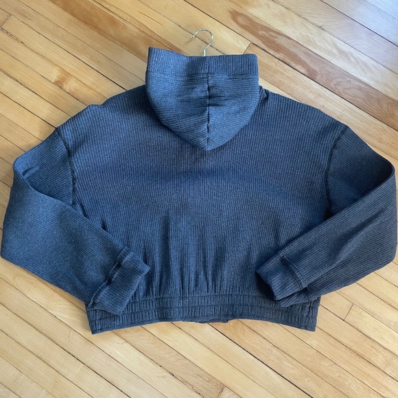 FP MOVEMENT FREE PEOPLE Time Out Full Zip Hoodie Boxy Fit Cropped Ribbed - Picture 9 of 11